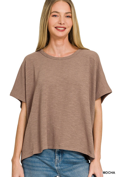Slub Knit Boxy Tee - Mocha