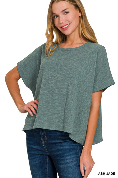 Slub Knit Boxy Tee - Ash Jade