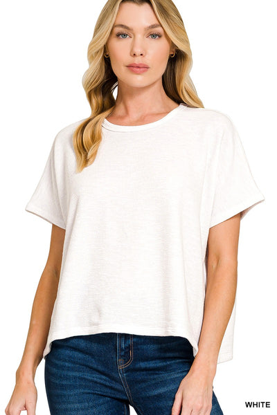 Slub Knit Boxy Tee - White