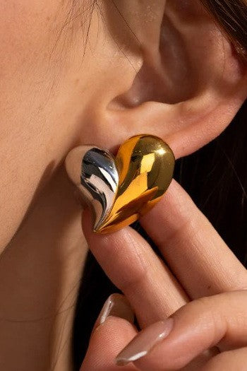 Two Tone Heart Earring