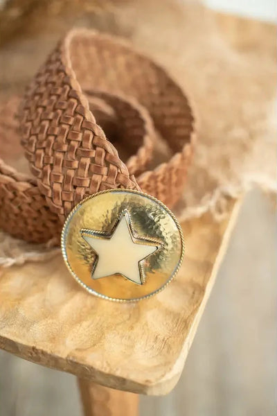 Brown Leather Star Belt