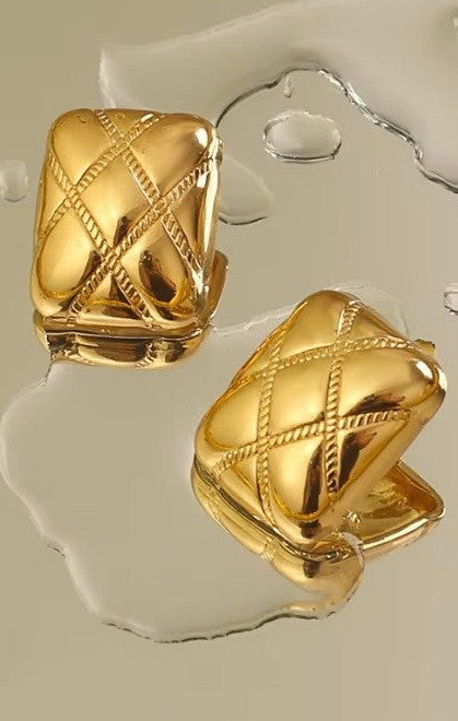 Rectangle Stud Earring - 18K Gold Plated