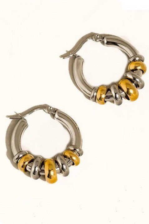 Two Tone Hoop - 18K Gold Plated