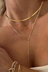 Layered Lariat Necklace - 18K Gold Plated