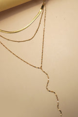 Layered Lariat Necklace - 18K Gold Plated