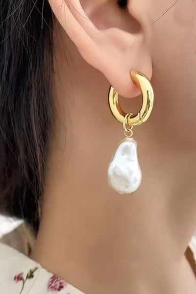 Hoop & Pearl Earring - 18K Gold Plated