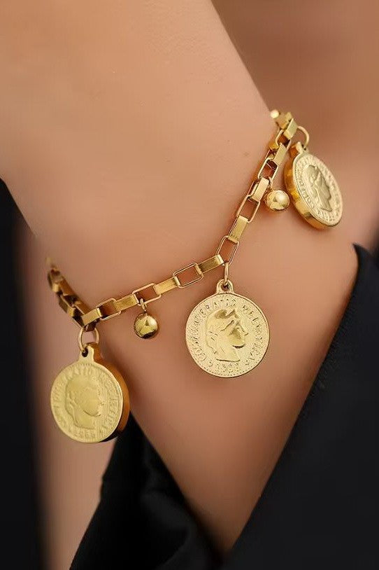 Coin Bracelet - 18K Gold Plated