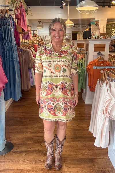 Alden Mini Dress - Green Mix