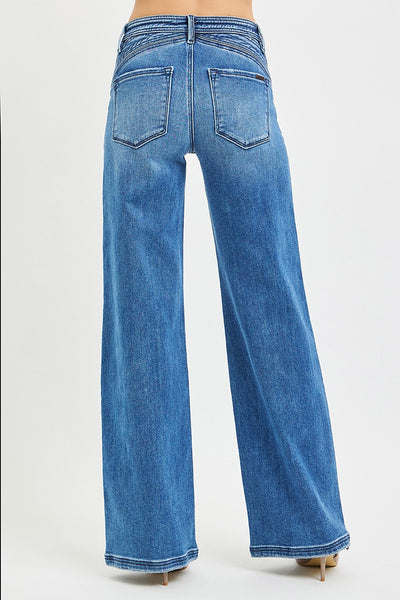 Risen Wide Leg Waist Detail Jean