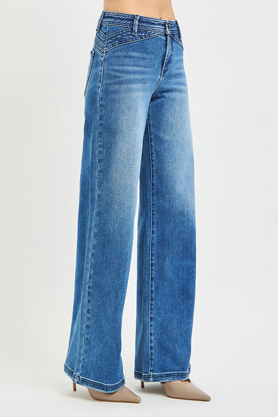 Risen Wide Leg Waist Detail Jean