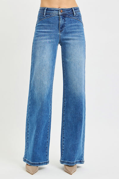 Risen Wide Leg Waist Detail Jean