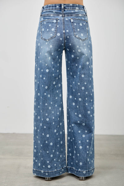 Saige Wide Leg Polka Dot Jean