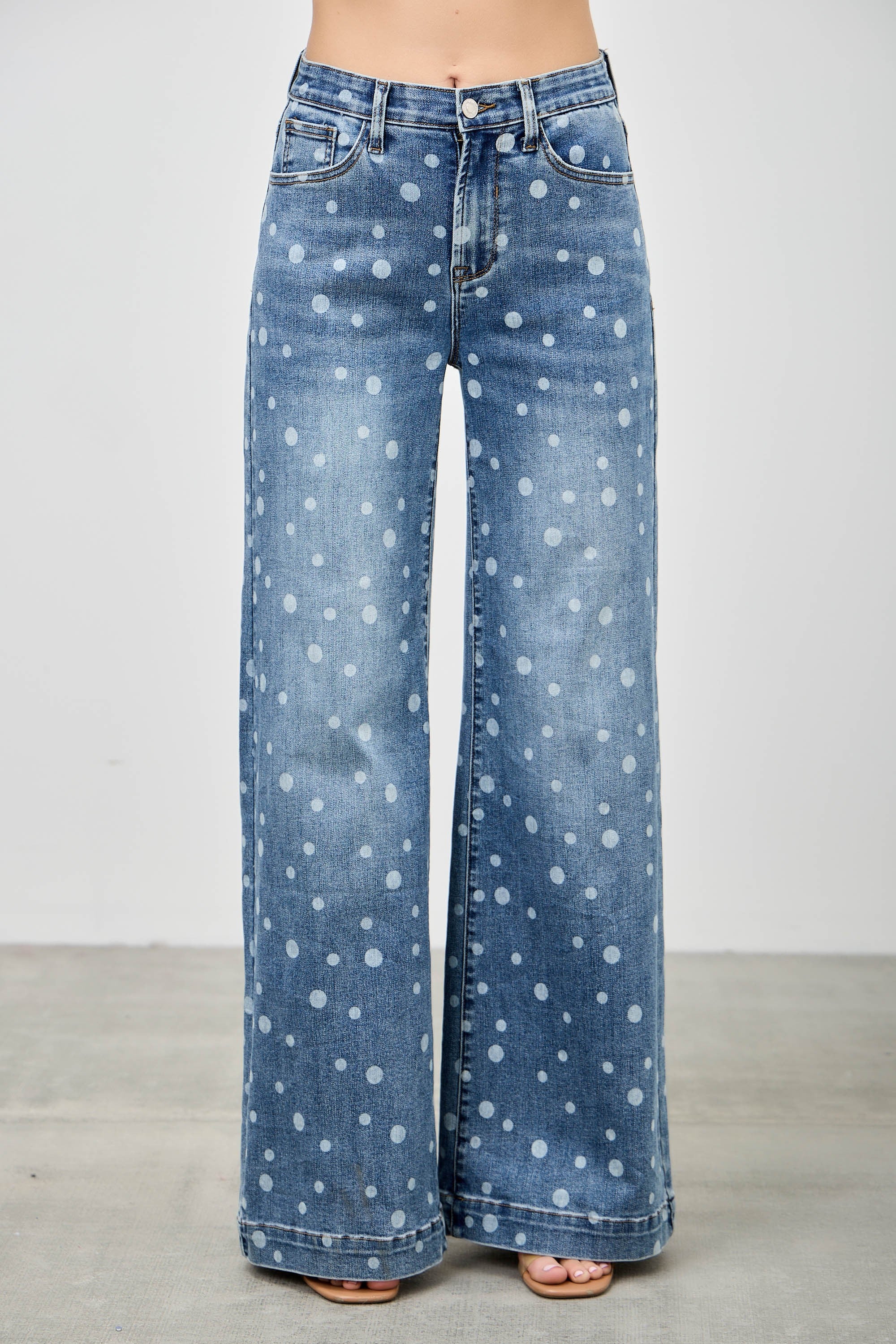 Saige Wide Leg Polka Dot Jean