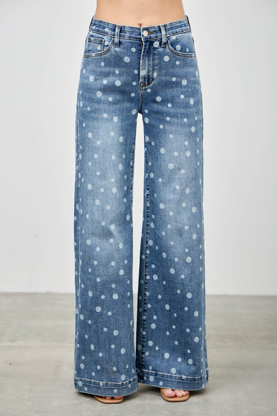 Saige Wide Leg Polka Dot Jean