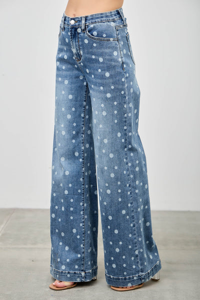 Saige Wide Leg Polka Dot Jean