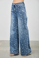 Saige Wide Leg Polka Dot Jean