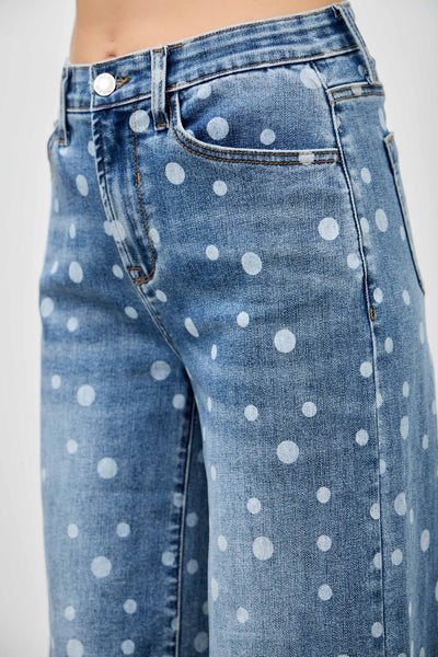 Saige Wide Leg Polka Dot Jean