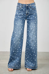 Saige Wide Leg Polka Dot Jean