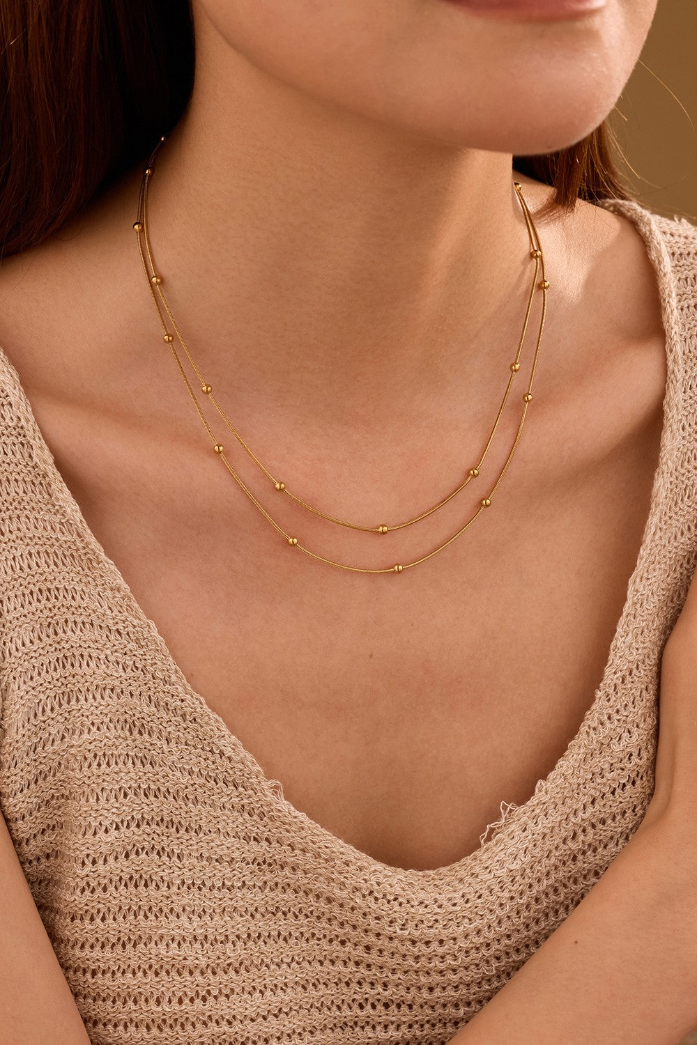 Layered Ball & Snake Chain Necklace