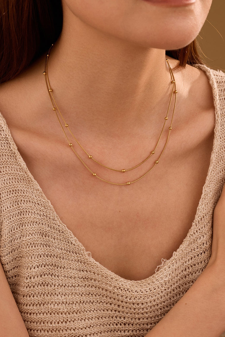 Layered Ball & Snake Chain Necklace