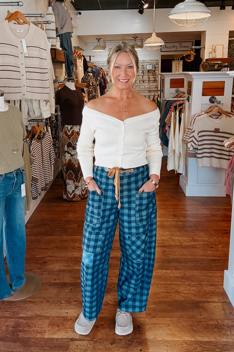 Checkered Patchwork Denim