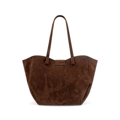 Harper Lock Faux Suede Tote Bag - Chocolate