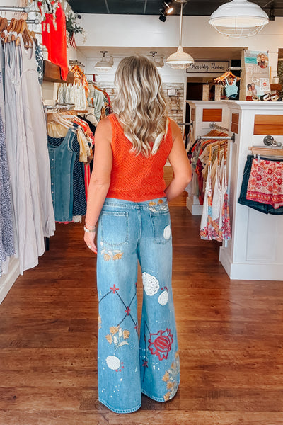 Karson Embroidered Denim