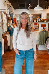 Kora One Shoulder Striped Top - Light Taupe