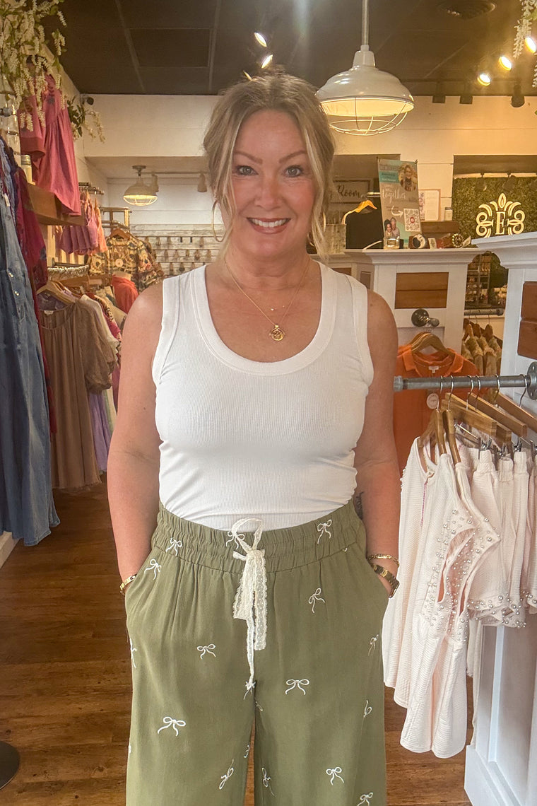 Ribbed Scoop Neck Tank Top - Sand Beige