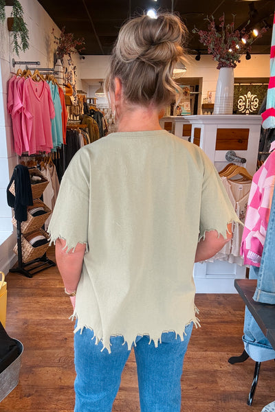 Genesis Distressed Tee - Dusty Sage