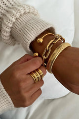 Talia Beaded Cuff Bracelet - Gold
