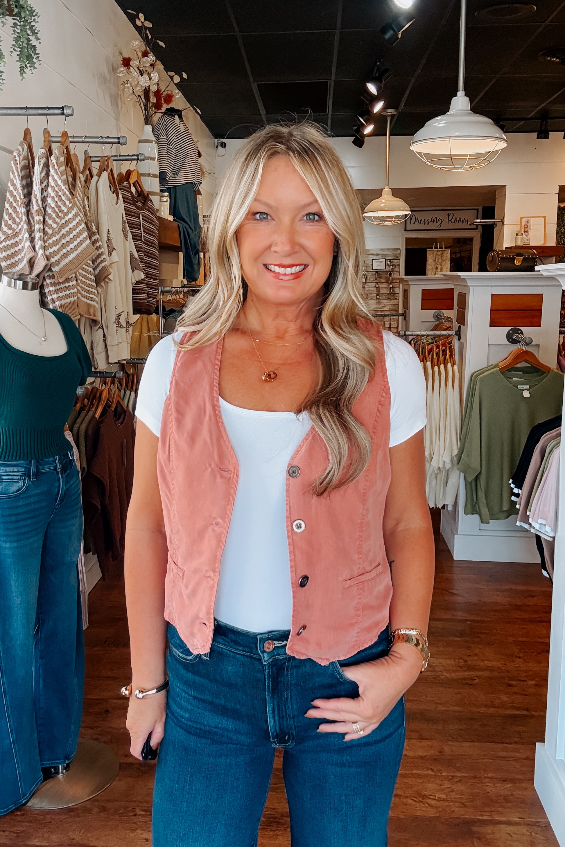 Shay Tencel Vest - Dusty Coral