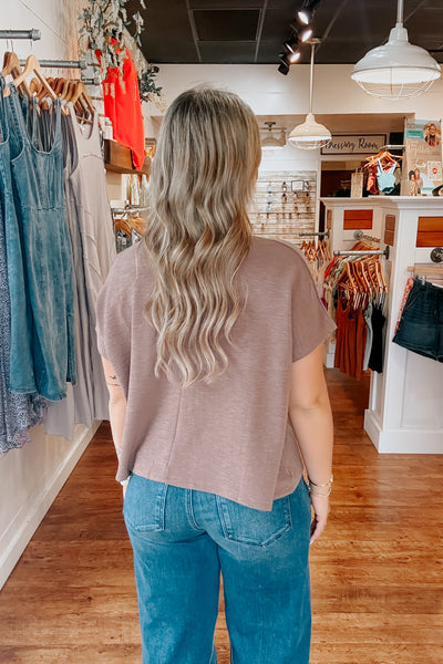 Slub Knit Boxy Tee - Mocha