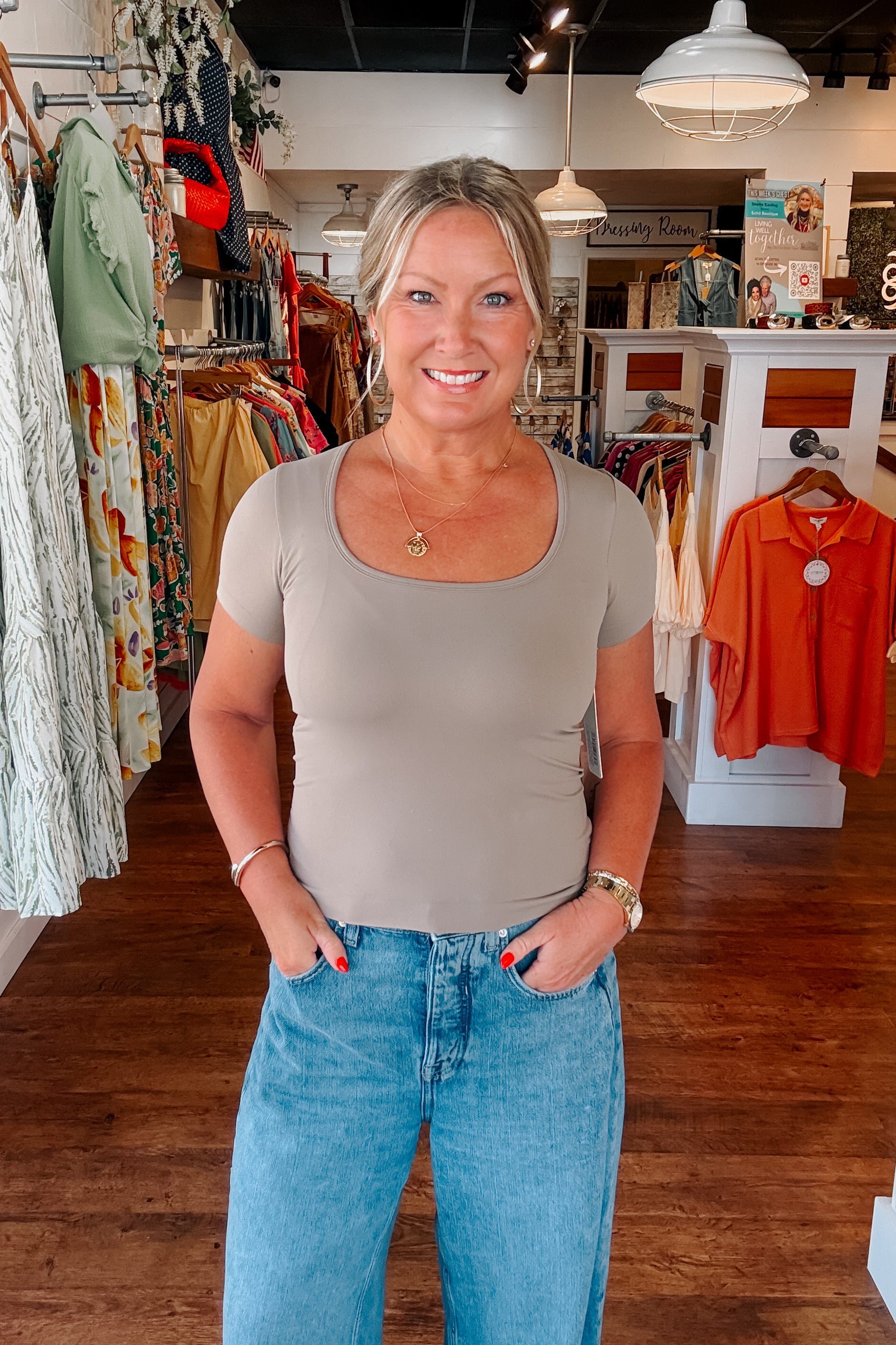 Seamless Scoop Neck Top - Light Mocha
