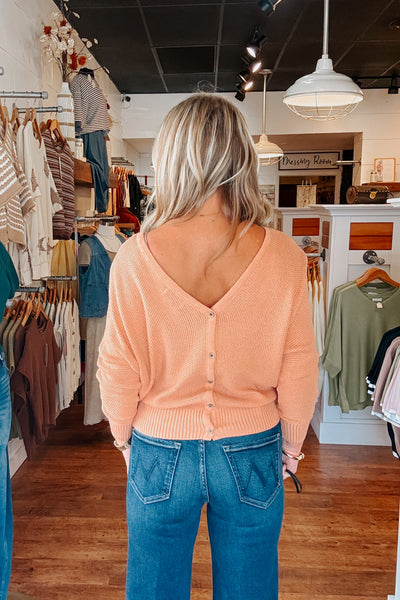 Mae Back Button Pullover - Coral