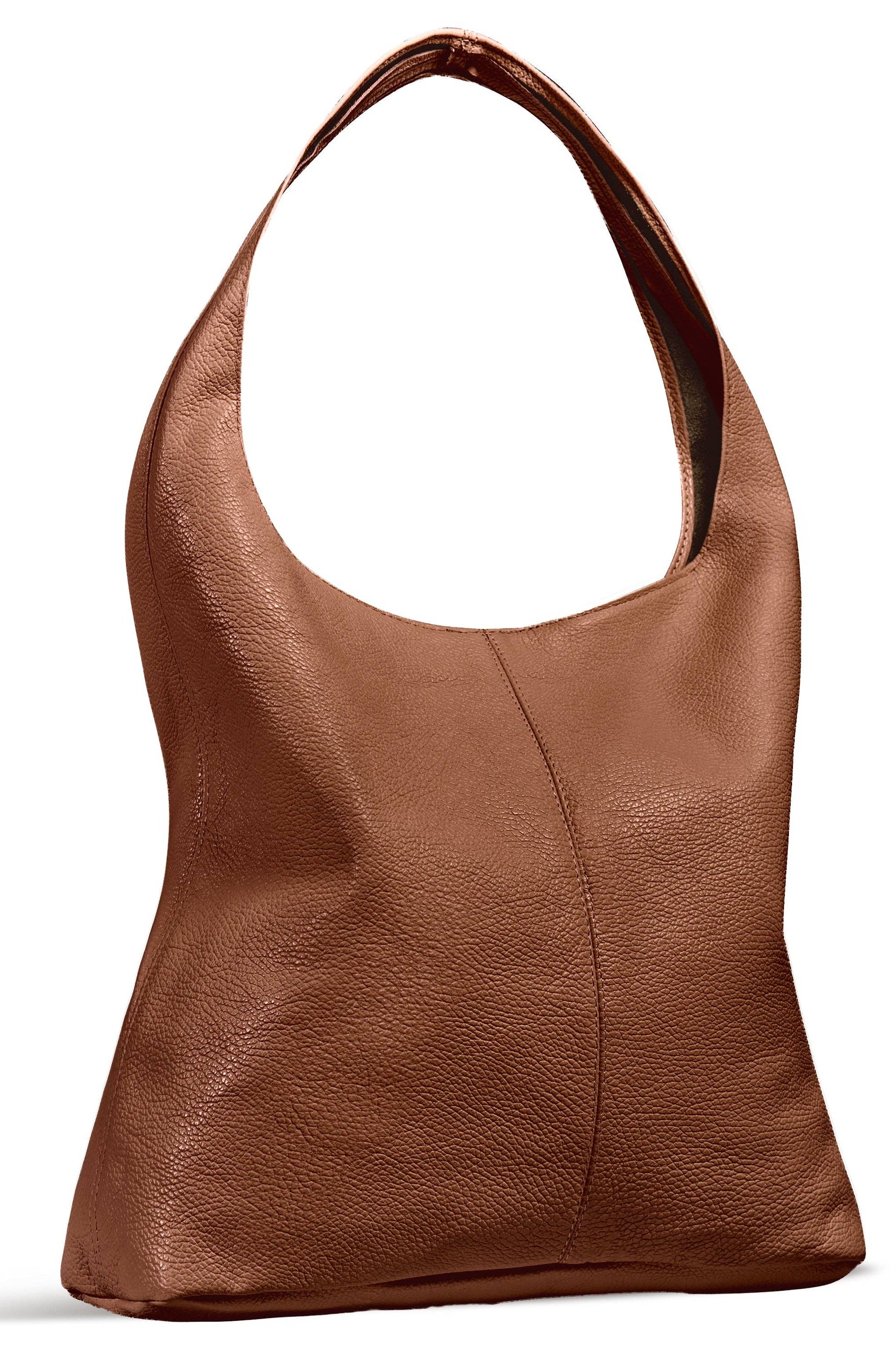 Siena Italian Full-Grain Leather Hobo Bag - Camel Brown