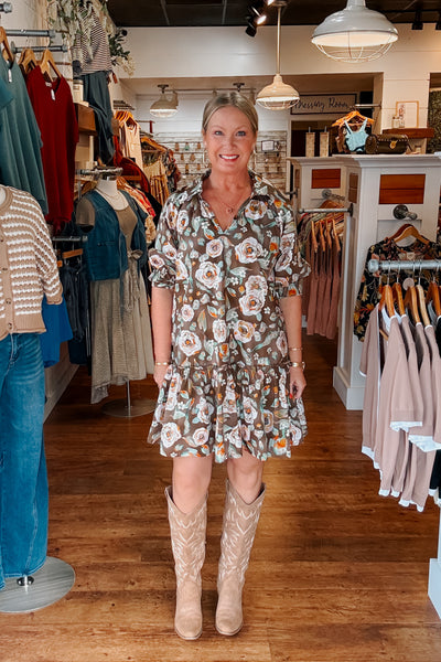 Floral shirt dress
