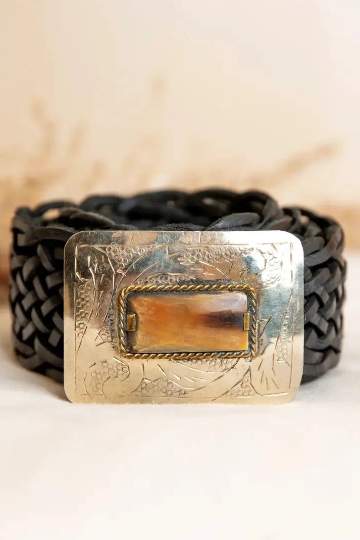 Urano Wide Black Leather Belt