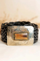 Urano Wide Black Leather Belt