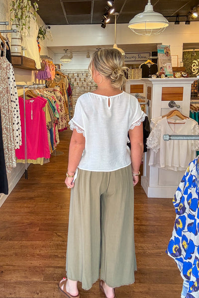 Flora Wide Leg Pants - Olive