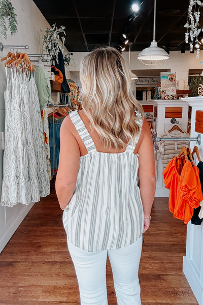 Joplin Striped Tank - Light Olive