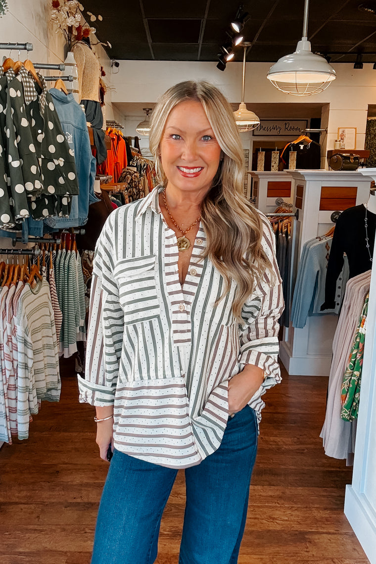 Bronwyn Striped Button Down Top