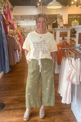 Baylor Ribbon Pants - Light Olive