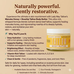 Manuka Honey + Rosehip Tallow Body Butter - 9 oz