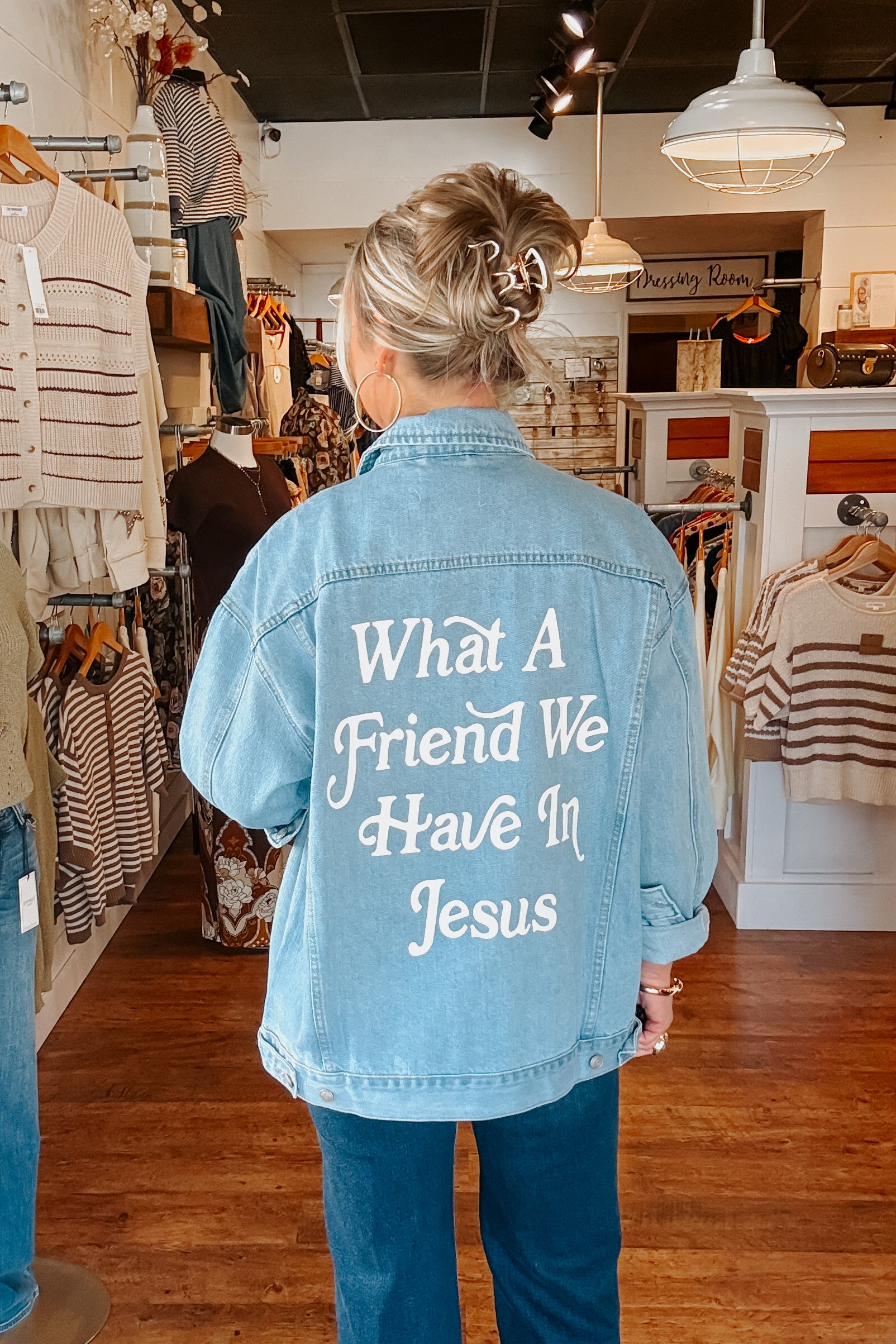 What a Friend In Jesus Denim Jacket