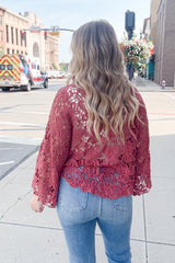 Tie Lace Kimono - Rust