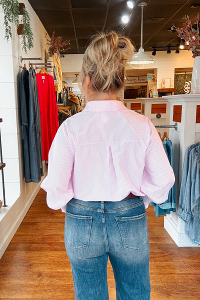 Chloe Striped Boyfriend Shirt - Pink