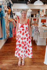 Summer Red Floral Maxi