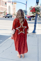 I Love Linen Tan Duster With Star Applique