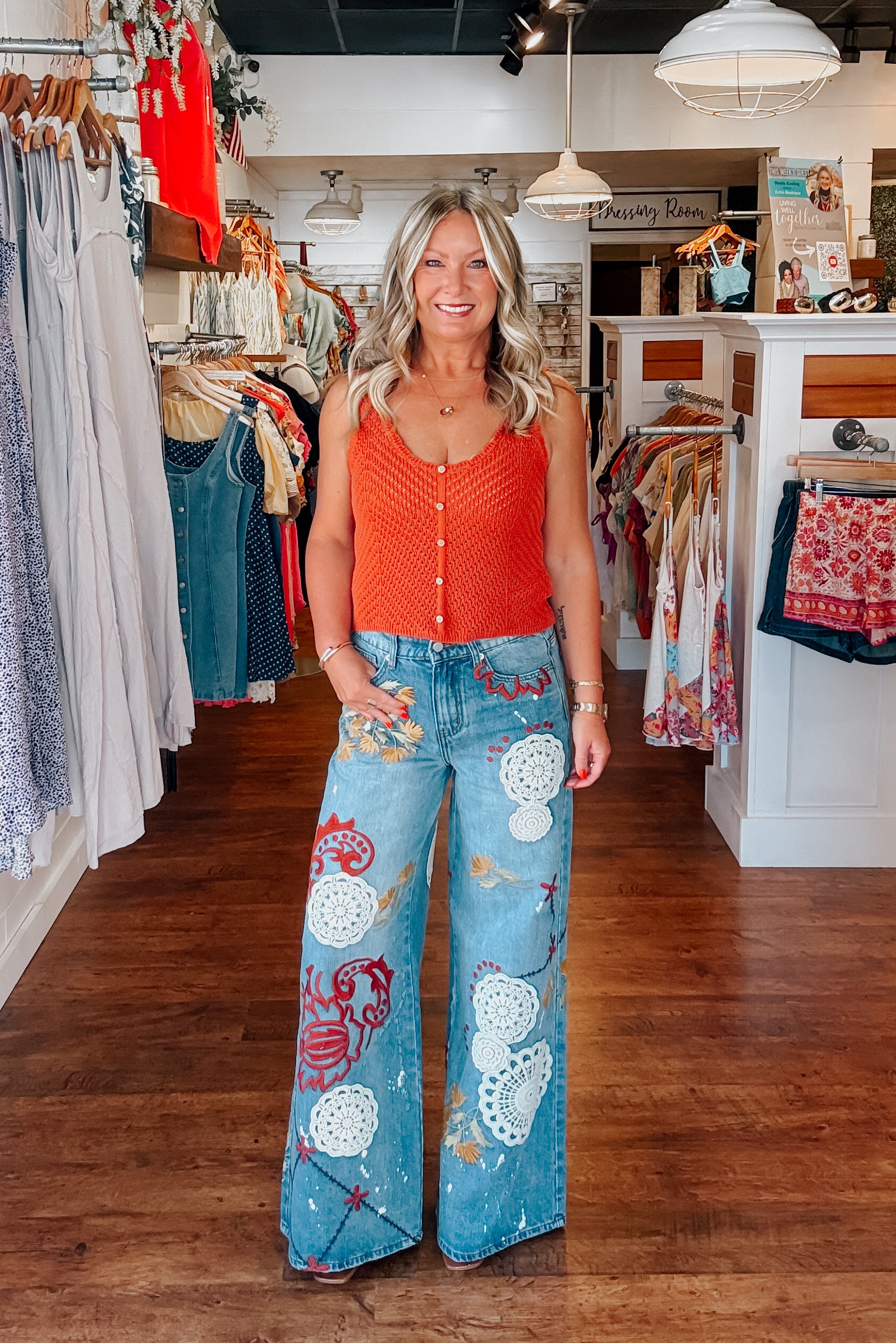 Karson Embroidered Denim